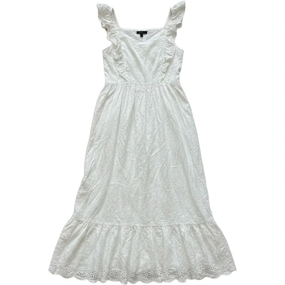 Gap Girls Maxi Dress Eyelet Ruffle Swiss Dot XL White Cotton